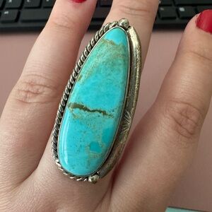 Natural Turquoise Big Gem Sterling Silver Ring